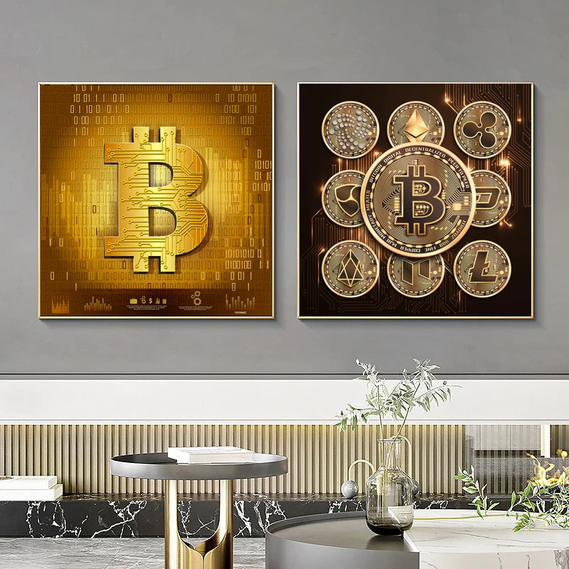 Gold BTC Canvas Painting - Coin Chain Shop