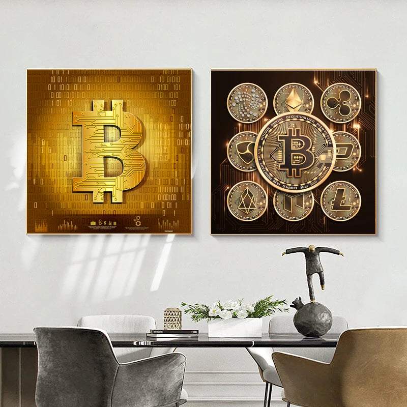 Gold BTC Canvas Painting - Coin Chain Shop