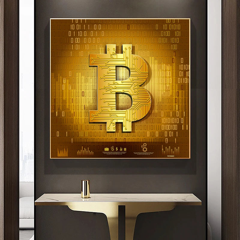 Gold BTC Canvas Painting - Coin Chain Shop