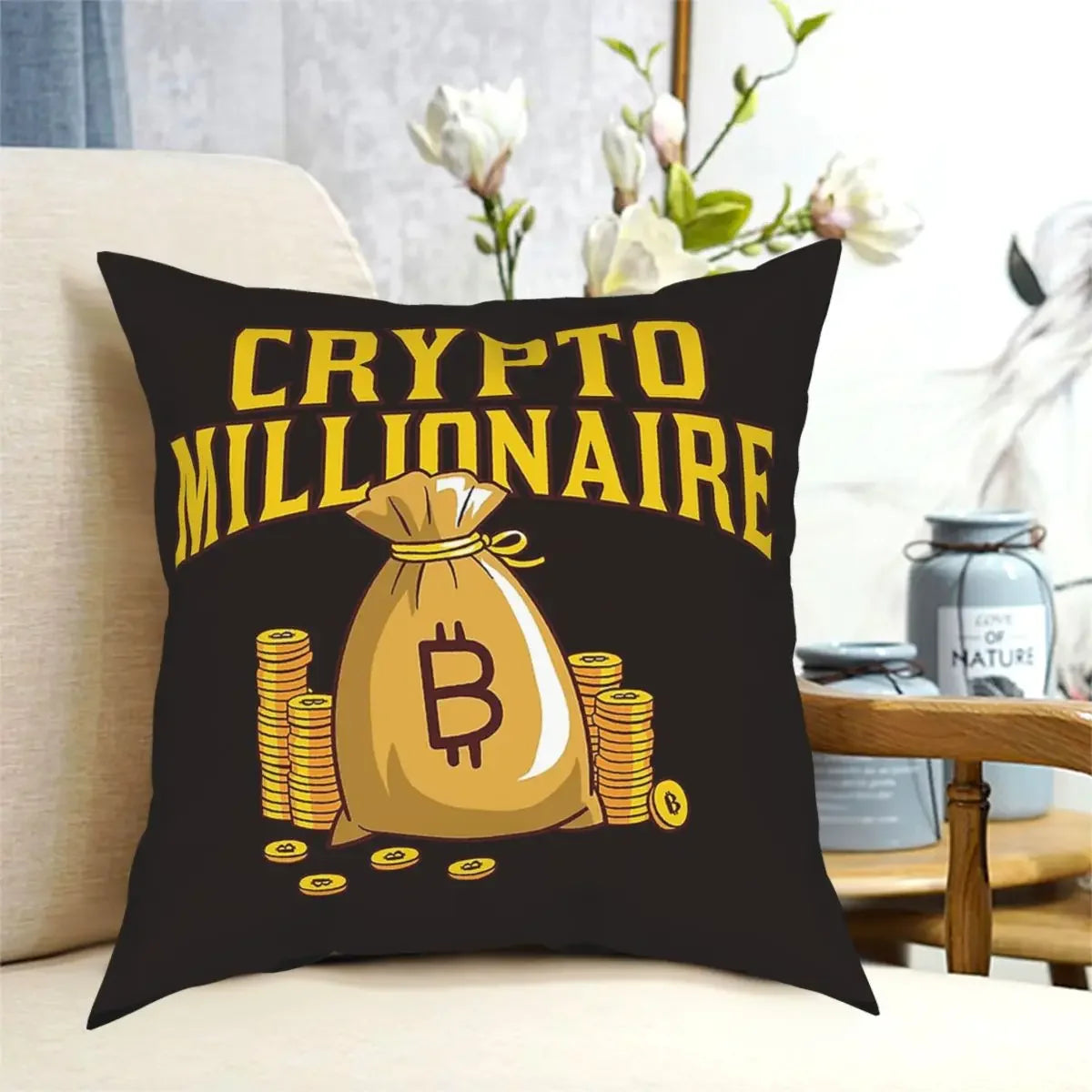 BTC Millionaire Pillow Cover - Coin Chain Shop