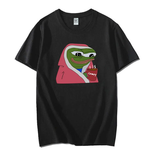 Cartoon Pepe Frog Funny Graphic Cotton T Shirt - Coin Chain Shop