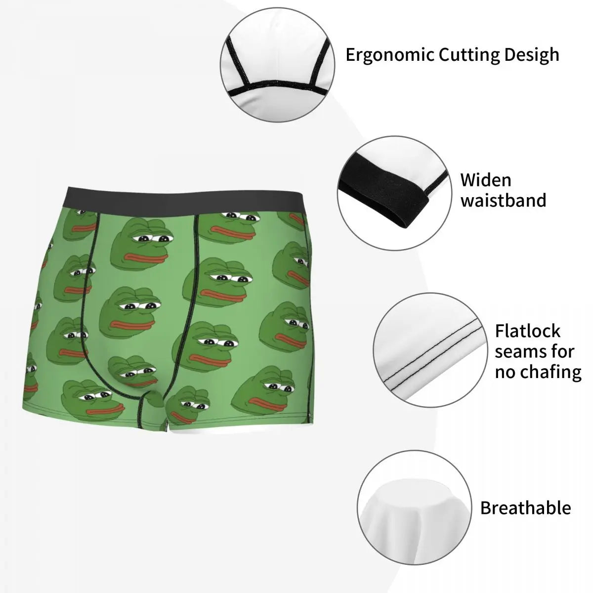 Pepe Sad Frog Meme Boxer Shorts For Homme Sexy 3D Print Underwear Panties Briefs Stretch Underpants - Coin Chain Shop