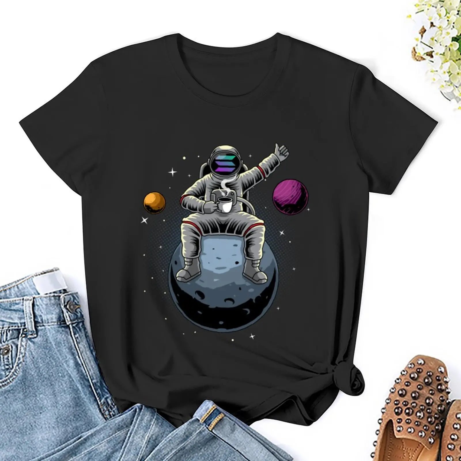 Astronaut Coin Moon Tee - Coin Chain Shop