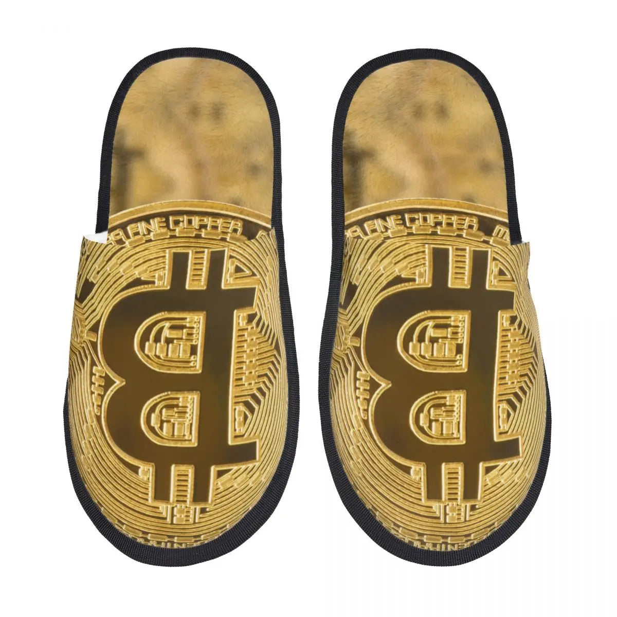 Men and Women's Plush Indoor Slippers, Vintage BTC - Coin Chain Shop