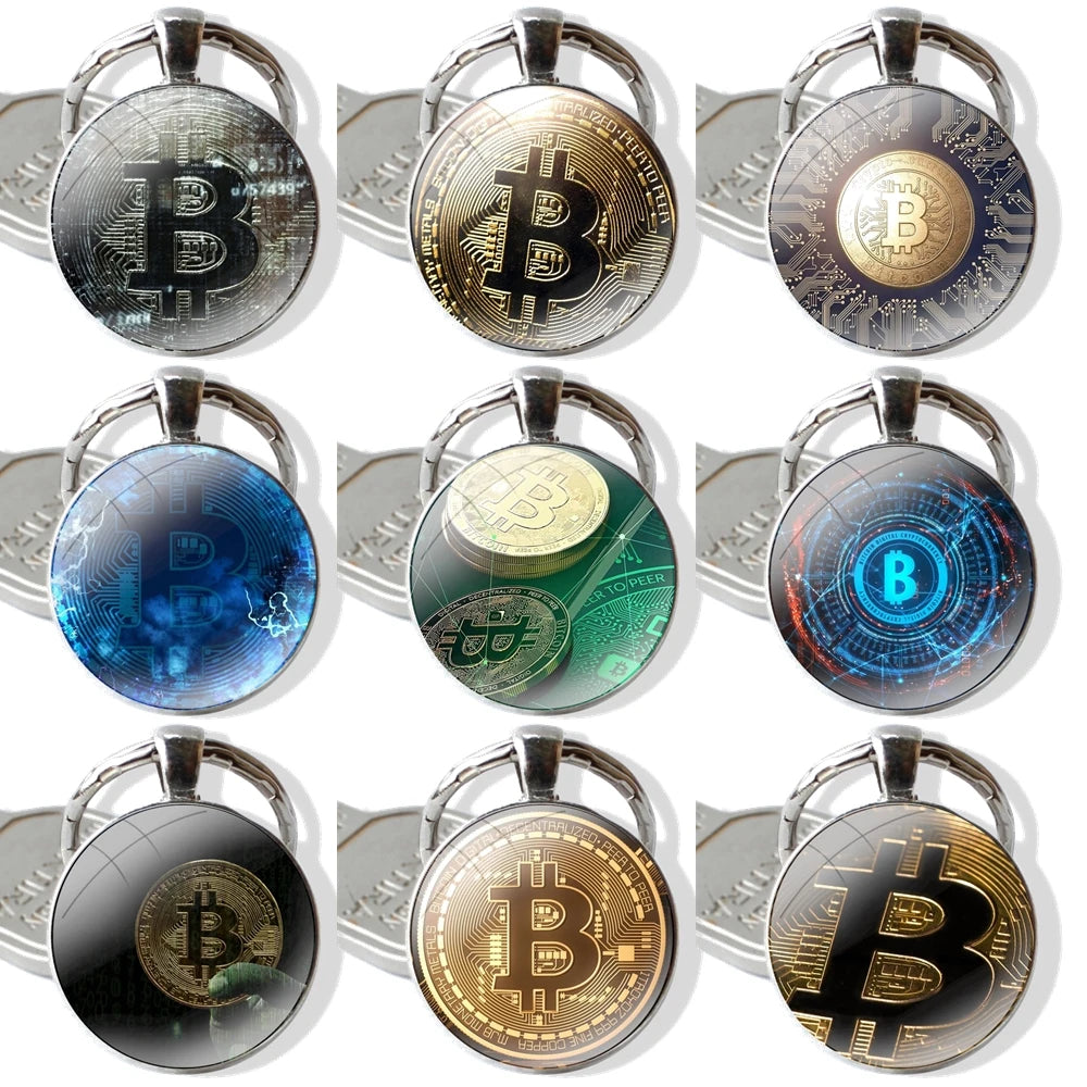 I Love Accept BTC Keychain Handmade Glass Cabochon Key Ring Holder - Coin Chain Shop