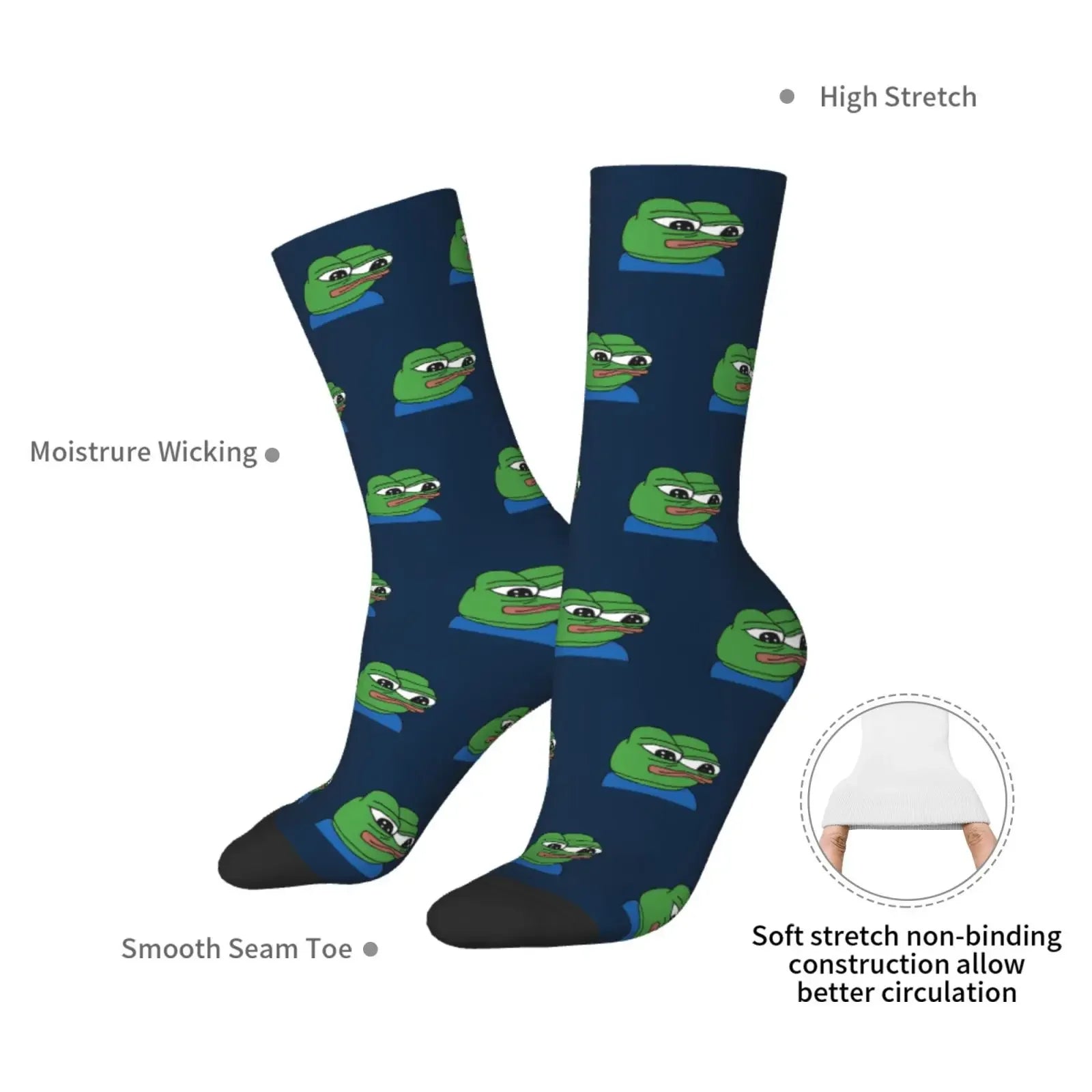 Fashion Men's Socks Casual Pepe The Frog Sock - Coin Chain Shop